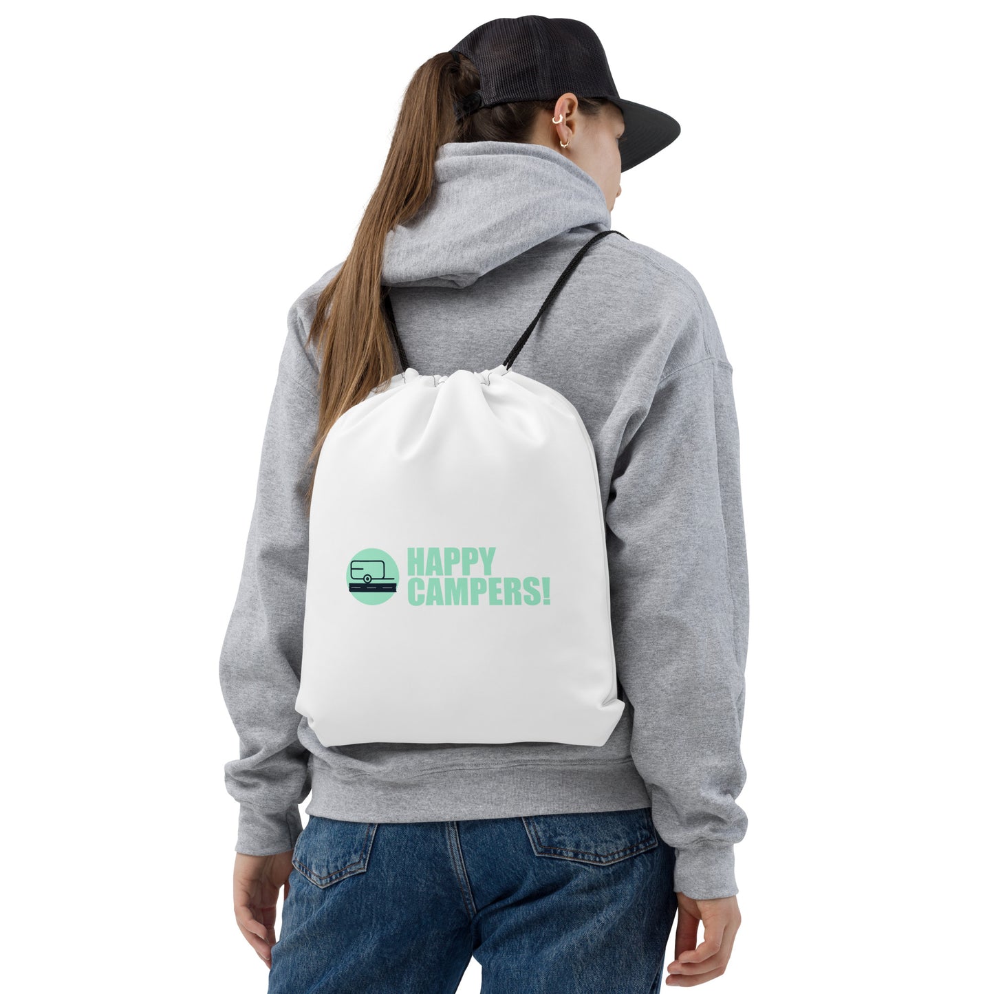 Happy Campers Drawstring bag - Ideal for Shower Block Visits